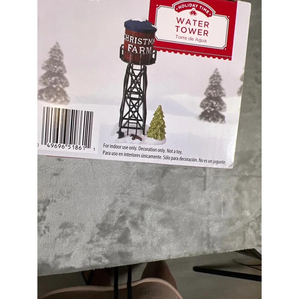 Holiday Time‎ Christmas Village Farm Water Tower Red Blue 6.875